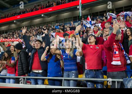 Cardiff, Wales, Großbritannien, 14. November 2017: Panama-Fans während eines internationalen Freundschaftsspiels zwischen Wales und Panama im Cardiff City Stadium. Stockfoto