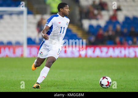 Cardiff, Wales, Großbritannien, 14. November 2017: Armando Cooper of Panama während eines internationalen Freundschaftsspiels zwischen Wales und Panama im Cardiff City Stadium. Stockfoto