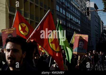 Athen, Griechenland. 7 Dez, 2017. Kurden protestieren gegen die offiziellen Besuchs des Präsidenten der Republik Türkei in Griechenland. Credit: georgios Zachos/Sopa/zuma Draht/alamy leben Nachrichten Stockfoto