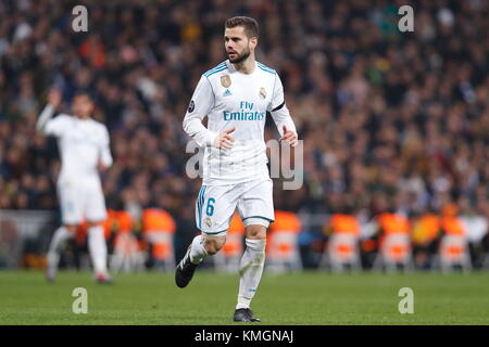 Madrid, Spanien. Dezember 2017. Nacho (Real) Fußball/Fußball : UEFA Champions League Spiel 6. Spieltag Gruppe H zwischen Real Madrid CF 3-2 Borussia Dortmund im Santiago Bernabeu Stadion in Madrid, Spanien . Quelle: Mutsu Kawamori/AFLO/Alamy Live News Stockfoto