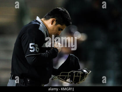 Hermosillo, Mexiko. 07 Dez, 2017. baseball spiel der mexikanischen Liga der Pazifik. dritten Match in der zweiten Runde mit dem Match zwischen tomateros de Culiacan vs naranjeros de Hermosillo. 07. Dezember 2017. (Foto: Luis Gutierrez/nortephoto.com) Credit: Nortephoto.com/alamy leben Nachrichten Stockfoto