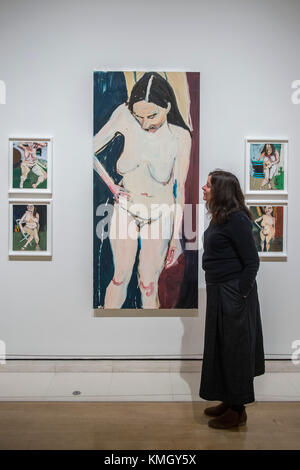 London, Großbritannien. 07 Dez, 2017. Fünf Selbstporträts (eins größer als das Leben) von Chantal Joffe (dargestellt) - Aus dem Leben einer neuen Ausstellung in der Königlichen Akademie der Künste. Es läuft von 11. Dezember 2017 - vom 11. März 2018. Credit: Guy Bell/Alamy leben Nachrichten Stockfoto