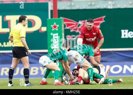 Scarlets v Benetton Rugby in einem Europäischen Rugby Championship Match im Parc y Scarlets Stockfoto