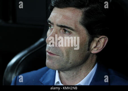 Valencia, Spanien. 09 Dez, 2017. Head Coach von Valencia CF Marcelino Garcia Toral während der spanischen La Liga Match zwischen Valencia CF vs Celta de Vigo an Stadium Mestalla am 09. Dezember 2017. Credit: Gtres Información más Comuniación auf Linie, S.L./Alamy leben Nachrichten Stockfoto