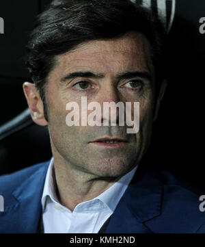 Valencia, Spanien. 09 Dez, 2017. Head Coach von Valencia CF Marcelino Garcia Toral während der spanischen La Liga Match zwischen Valencia CF vs Celta de Vigo an Stadium Mestalla am 09. Dezember 2017. Credit: Gtres Información más Comuniación auf Linie, S.L./Alamy leben Nachrichten Stockfoto