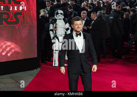 London, Großbritannien. 12 Dez, 2017. Andy Serkis kommt für den europäischen Film Premiere von "Star Wars: Der letzte Jedi" in der Royal Albert Hall in London. Credit: Wiktor Szymanowicz/Alamy leben Nachrichten Stockfoto