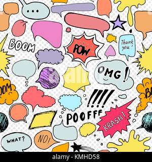 Nahtlose Muster Hintergrund mit handdrawn Comic Sprechblasen, Vector Illustration. Stock Vektor