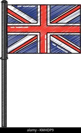 Großbritannien Flagge auf einem silber-metallic Pol Stock Vektor