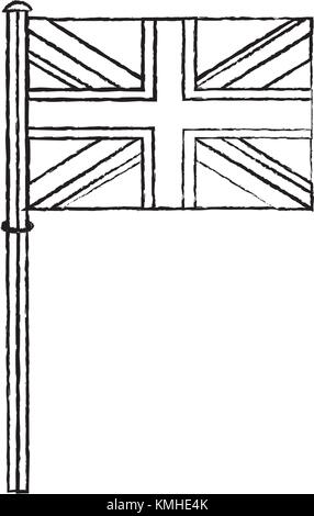 Großbritannien Flagge auf einem silber-metallic Pol Stock Vektor