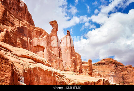 In der Nähe Bild von Felsformationen in der Park Avenue Trail, Arches National Park, Utah, USA. Stockfoto