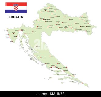 Kroatien Vektorkarte mit Fahne Stock Vektor