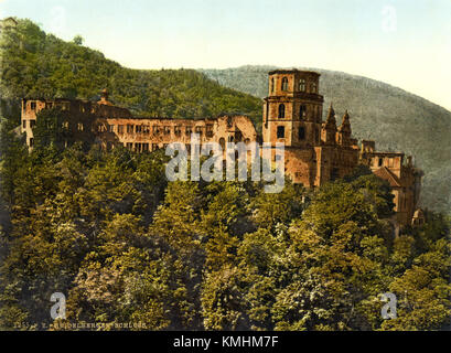 Die Burg, von der Terrasse aus gesehen, Heidelberg, Deutschland, Ca. 1895 Stockfoto