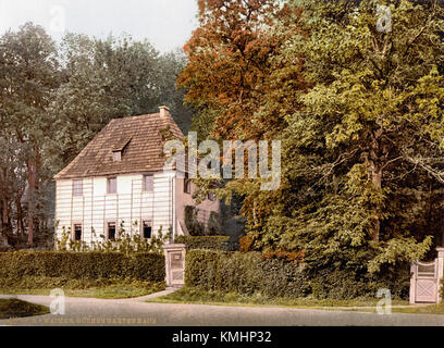 Das Weimarer Goethe-Gartenhaus, ein historisches Haus in Weimar, war die Heimat des renommierten Dichters Johann Wolfgang von Goethe. Das Haus ist ein Ort von literarischer und kultureller Bedeutung. Stockfoto