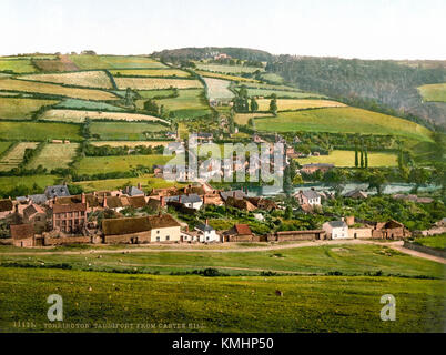 Taddiport gesehen vom Castle Hill, Torrington Stockfoto