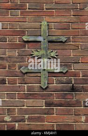 Alten Zeichen der Tempelritter in Leeds England - Templer Kreuz auf dem ehemaligen "Pause für die Grenze 'pub Zentrum der Stadt Leeds, Yorkshire Stockfoto