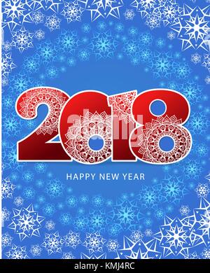 Vector Illustration eines Winter Hintergrund mit rotem Text happy n Stock Vektor