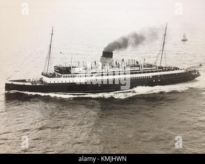 Eine Fotografie der Ben-My-Chree (IV), eines Schiffes, das mit der Isle of man Steam Packet Company im Dienst ist. Das Schiff war bekannt für seine Fährverbindungen und seine Seeverkehrsdienste in der Region. Stockfoto