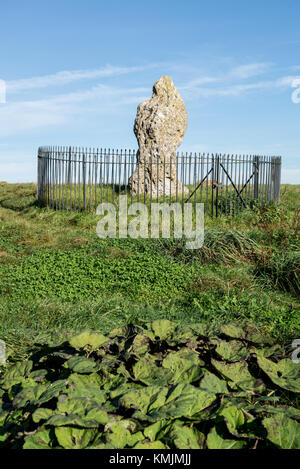 Der König Stein auf Stein Rollright Stones megalithisches Monument in der Nähe von Chipping Norton Oxfordshire. UK. Stockfoto