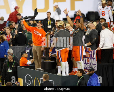 Januar 9, 2017: Clemson Tiger Head Coach Dabo Swinney feiert nach seinem Sieg 2017 College Football Endspiel nationale Meisterschaft Spiel bei Raymo Stockfoto