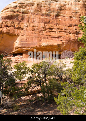 Bild des Hotel rock Ruinen, ein anasazi Aufstellungsort auf Texas flach, westlich der Comb Ridge und nördlich des North Fork von Mule Canyon, San Juan County, in der Nähe von Stockfoto