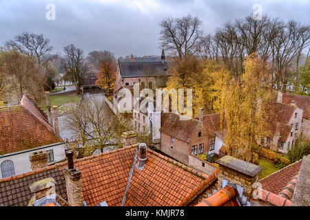 Brügge. Dach Blick von der Brauerei De Halve Maan auf minnewater Stockfoto