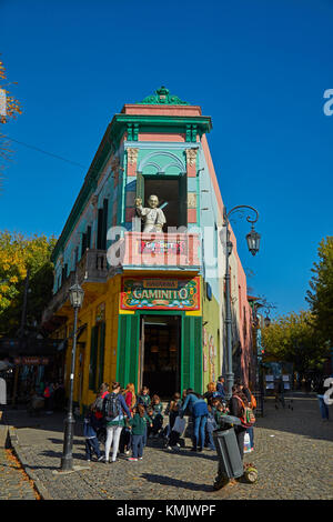 'Papst' auf dem Balkon von el Caminito, La Boca, Buenos Aires, Argentinien, Südamerika Stockfoto