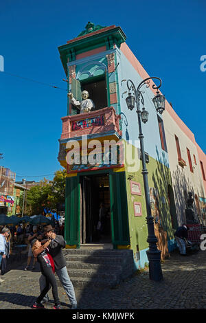 Tango Tänzer, el Caminito, La Boca, Buenos Aires, Argentinien, Südamerika Stockfoto