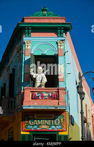 'Papst' auf dem Balkon von el Caminito, La Boca, Buenos Aires, Argentinien, Südamerika Stockfoto