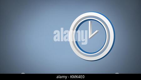 Digital composite von 3D Symbol Uhr mit blauem Hintergrund Stockfoto