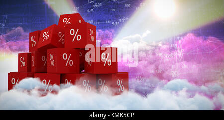 Vektor Symbol der Prozentsatz Symbol gegen das zusammengesetzte Bild im Bereich der Nummern Stockfoto