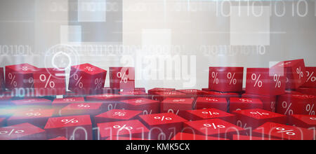 Vektor Symbol der Prozentsatz Symbol gegen den blauen Technik Design mit binären Code Stockfoto