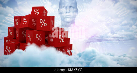 Vektor Symbol der Prozentsatz Symbol gegen das zusammengesetzte Bild im Bild eines weißen Körper Stockfoto