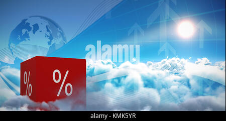 Vektor Symbol der Prozentsatz Symbol gegen die globale Business Grafik in Blau Stockfoto