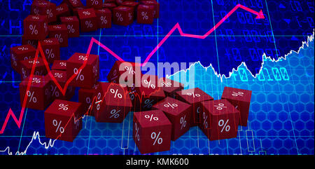 Vektor Symbol der Prozentsatz Symbol gegen Aktien und Anteile Stockfoto