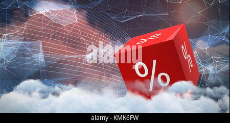 Vektor Symbol der Prozentsatz Symbol gegen das zusammengesetzte Bild im schwarzen Hintergrund mit Schattierungen Stockfoto