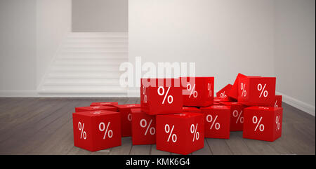 Vektor Symbol der Prozentsatz Symbol gegen leere Zimmer Stockfoto