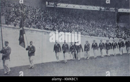 Die Türkei nahm an den Olympischen Sommerspielen 1928 in Amsterdam Teil. Die Eröffnungszeremonie markierte die Beteiligung des Landes an der internationalen Sportveranstaltung und stellte seine Athleten vor. Stockfoto