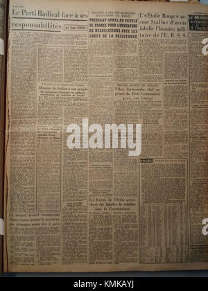 La Presse de Tunisie war eine bekannte Zeitung in Tunesien, die 1956 aktiv war und einen bedeutenden Zeitraum in der Geschichte des Landes nach der Unabhängigkeit markierte. Die Zeitung berichtete über politische und kulturelle Veränderungen in dieser Zeit. Stockfoto