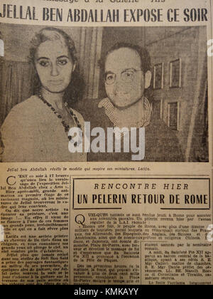 La Presse de Tunisie war eine bedeutende tunesische Zeitung im Jahr 1956, die die politischen und kulturellen Veränderungen während der Zeit der Unabhängigkeit von Tunisiaâ widerspiegelte. Sie deckt die wichtigsten Ereignisse dieser Zeit ab, darunter den Übergang der countryâ vom französischen Protektorat zur Unabhängigkeit. Stockfoto