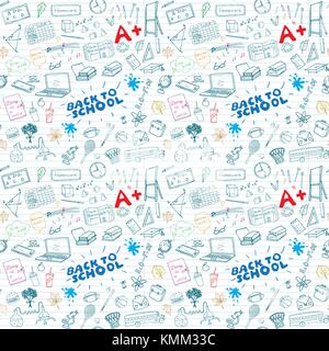 Zurück nahtlose Muster mit der Hand in der Schule gezeichnet Doodles. Skizze element Hintergrund Vector Illustration. Stock Vektor