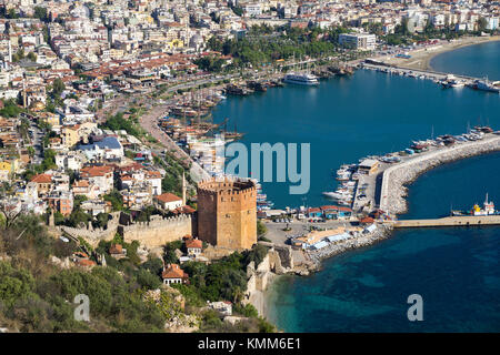 Der Rote Turm (Kizil Kule), Sehenswürdigkeiten von Alanya, Türkische Riviera, Türkei Stockfoto