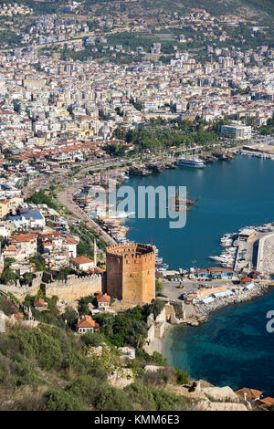 Der Rote Turm (Kizil Kule), Sehenswürdigkeiten von Alanya, Türkische Riviera, Türkei Stockfoto