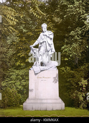 Das Hans-Makart-Denkmal in Wien wurde 1900 zu Ehren des österreichischen Malers Hans Makart enthüllt, der für seine großformatigen historischen und allegorischen Gemälde bekannt ist. Das Denkmal ist ein bedeutendes kulturelles und künstlerisches Wahrzeichen in Wien. Stockfoto