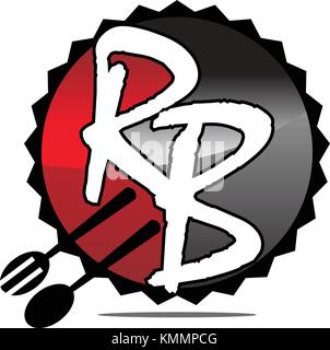 Restaurant Gabel Löffel Buchstabe r b Stock Vektor