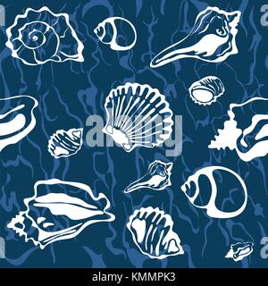 Nahtlose seashell Hintergrund, marine Vektor Muster Stock Vektor