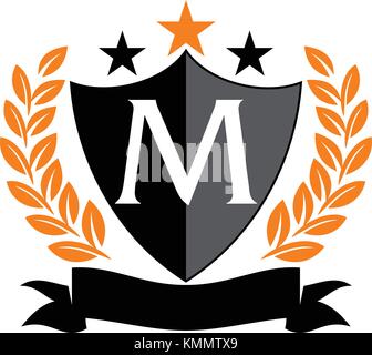Emblem star ribbon Schild erste m Stock Vektor