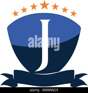 Emblem star ribbon Schild ersten j Stock Vektor