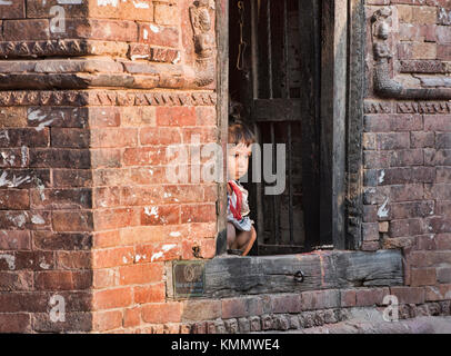 Mädchen mit einer Tikka während Dasain Urlaub, Kathmandu, Nepal Stockfoto