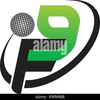 Golf, Buchstabe f 9. Stock Vektor