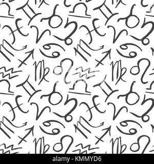 Sternzeichen nahtlose Muster. Hand gezeichnet. Horoskop Astrologie Symbole Symbole Vector Illustration. Stock Vektor